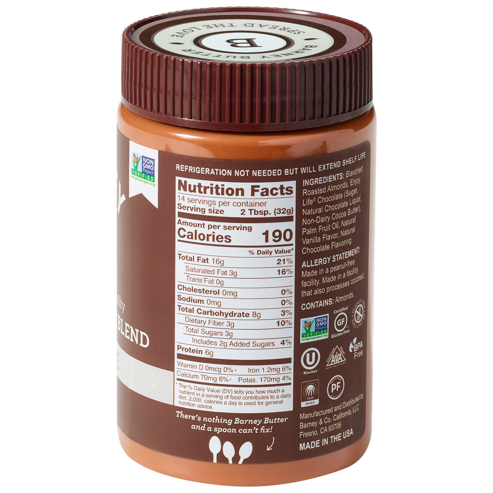 Barney Butter, Barney Butter, Almond Butter Blend, Chocolate, 16 oz (454 g) - Imagem 2