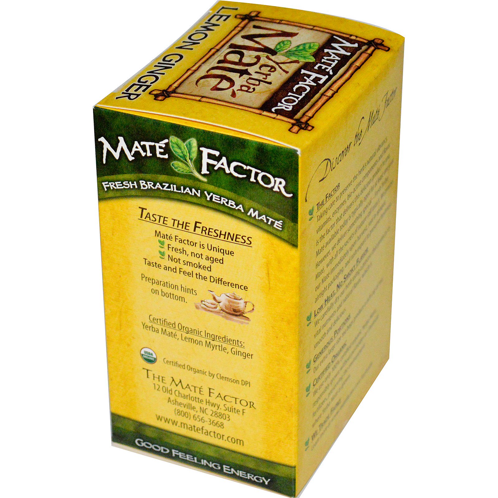 Mate Factor, Erva Mate Orgânica, Gengibre de Limão, 20 sacos de chá, 2.47 oz (70 g) - Imagem 2
