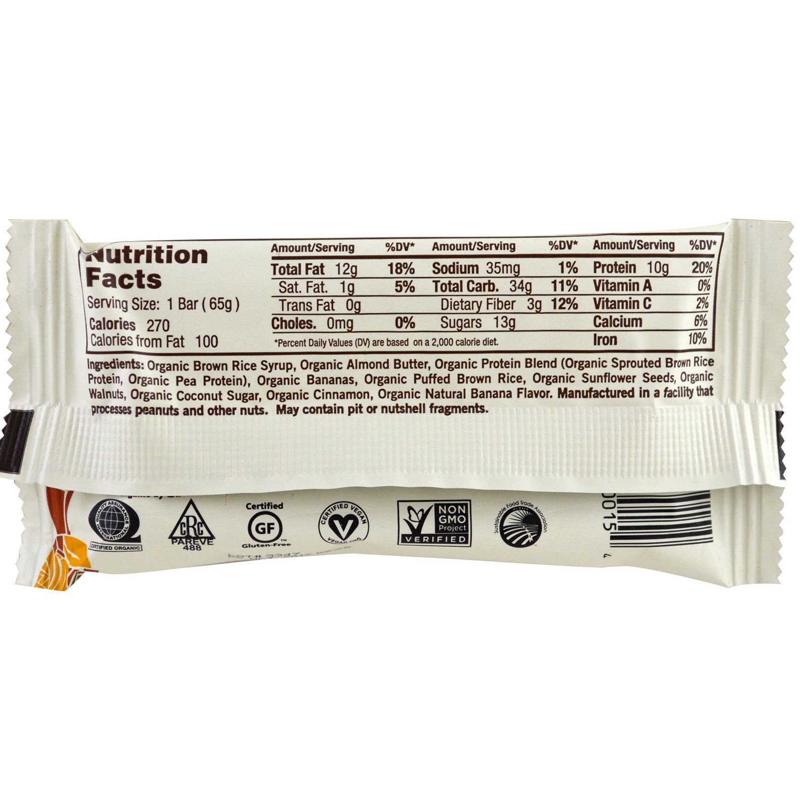 GoMacro, Macrobarra, Energia Prolongada, Banana + Manteiga de Amêndoas, 12 Barras, 2,3 oz (65 g) Cada - Imagem 4