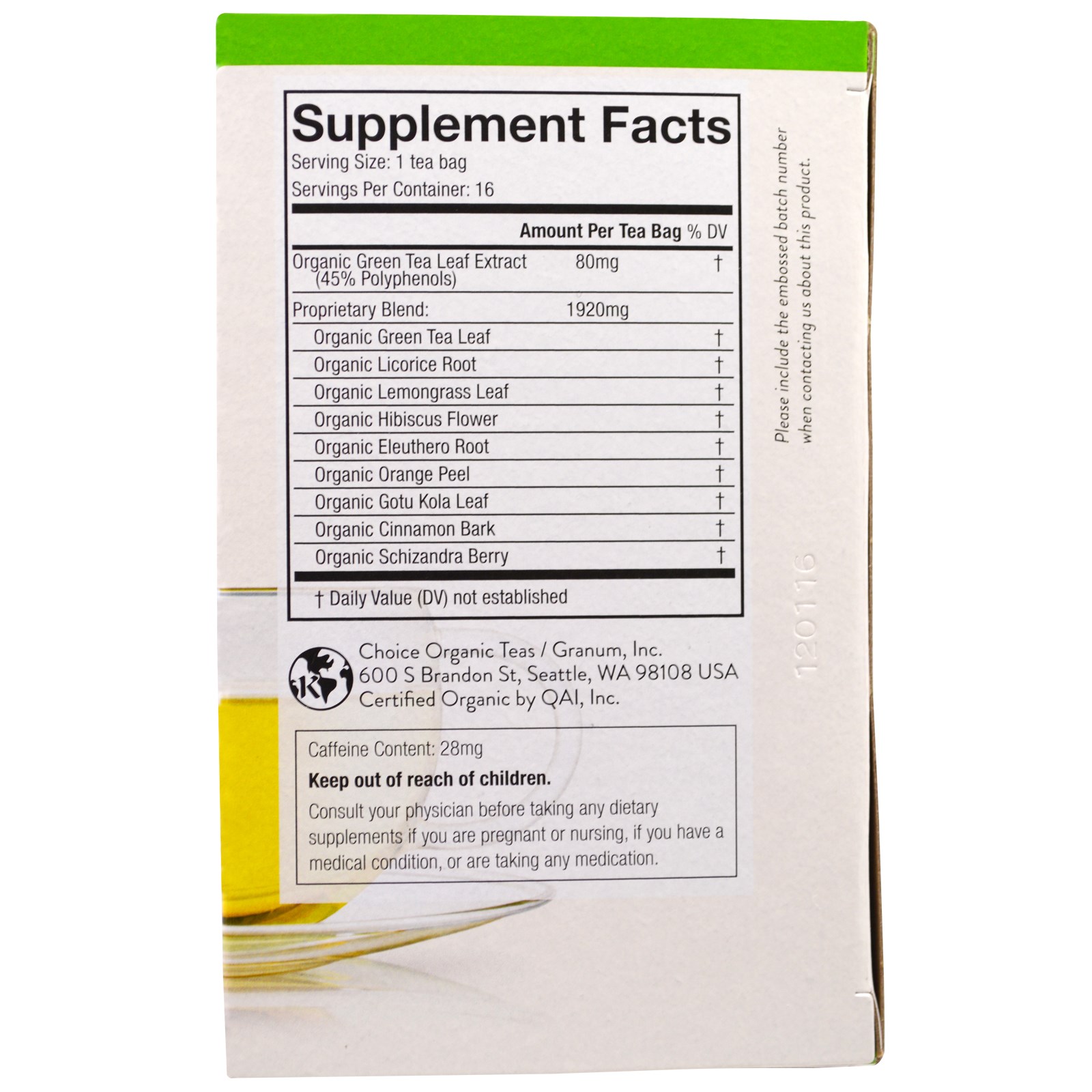 Choice Organic Teas, Wellness Tea, Orgânico, Energizante, 16 Sachês - 0,07 oz (2 g) Each - Imagem 2