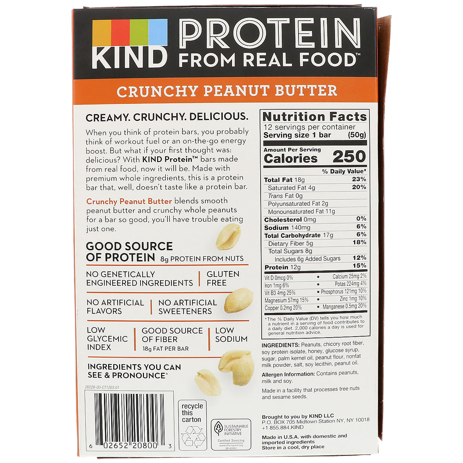 KIND Bars, Barrinhas Proteicas, Manteiga de Amendoim Crocante, 12 Barrinhas, 1,76 oz (50 g) Cada - Imagem 2
