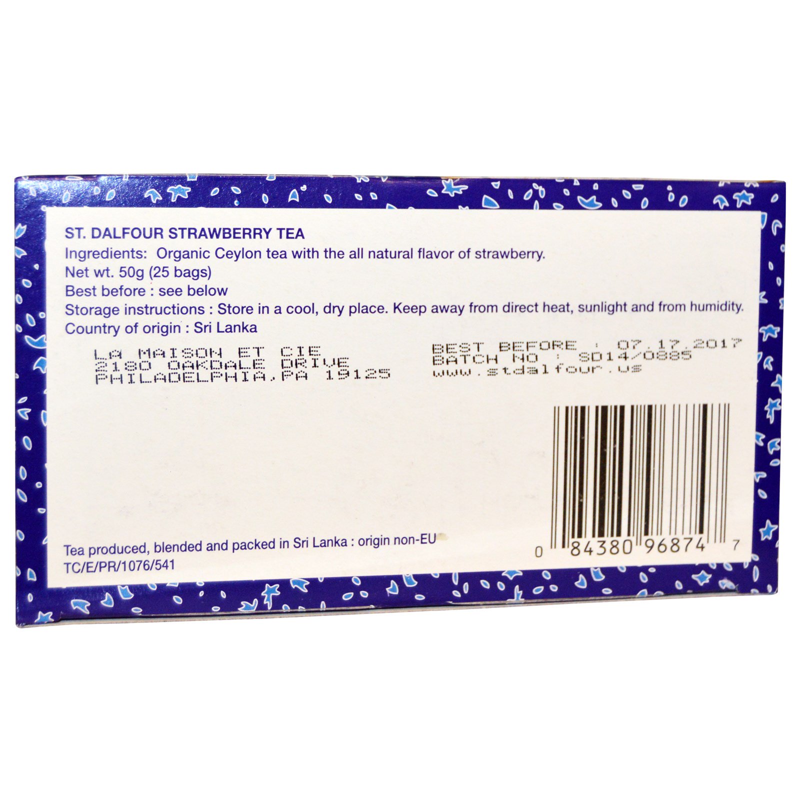 St. Dalfour, Chá de Morango Orgânico, 25 Envelopes, 1,75 oz (50 g) - Imagem 2