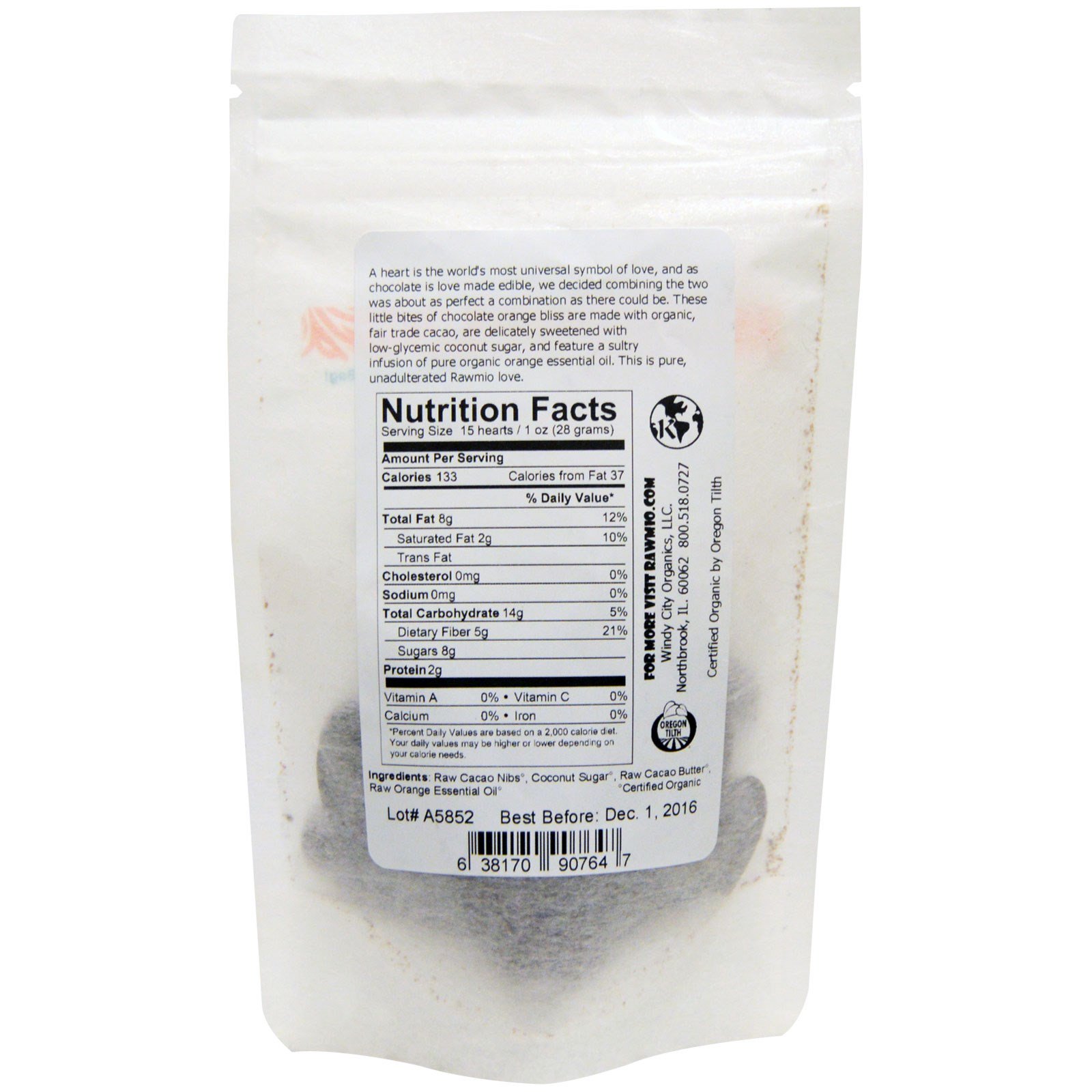 Rawmio, Corações de Chocolate e Laranja, 2 oz (57 g) - Imagem 2