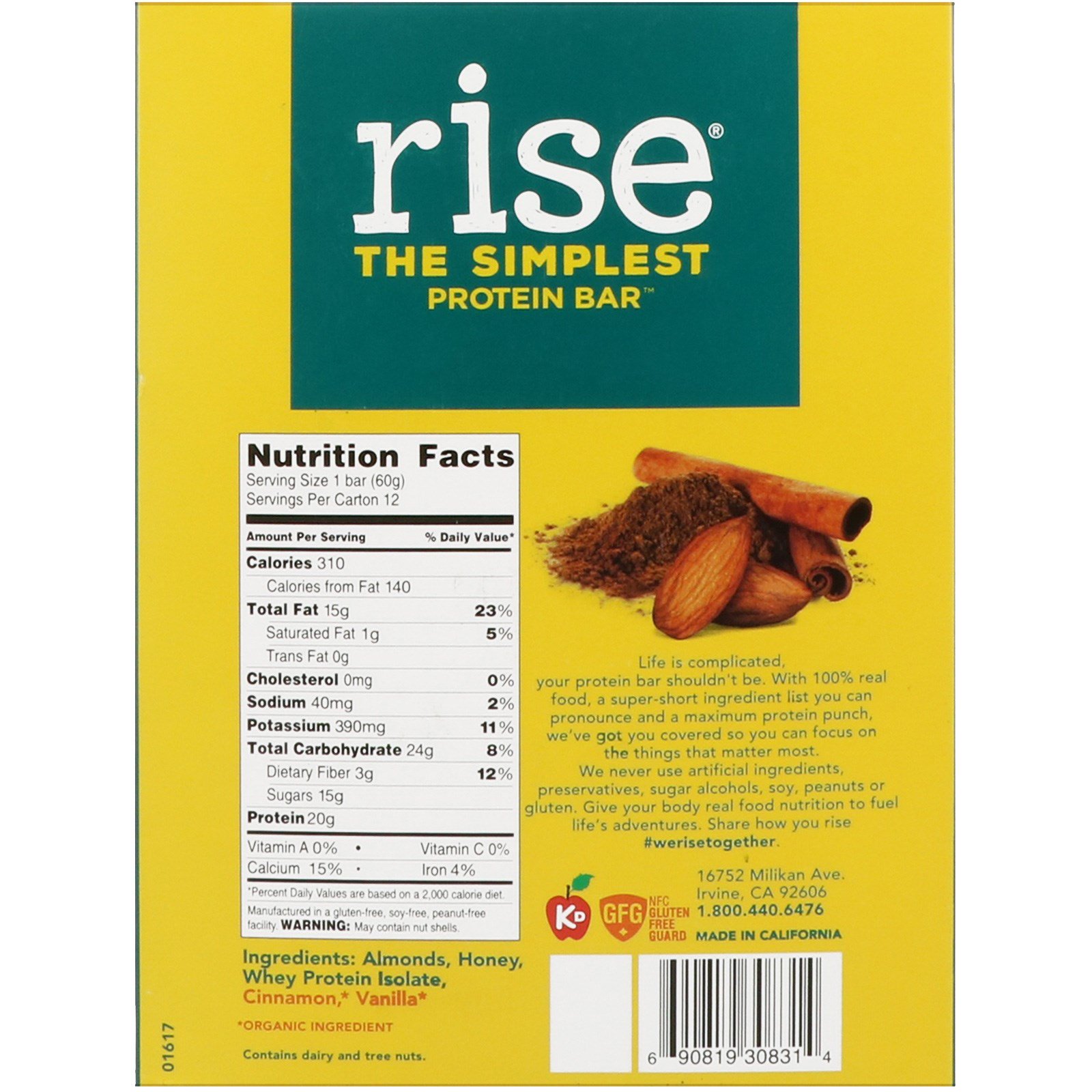 Rise Bar, Barra de Proteína, Biscoito de Açúcar, 12 Barras, 2,1 oz (60 g) Cada - Imagem 2
