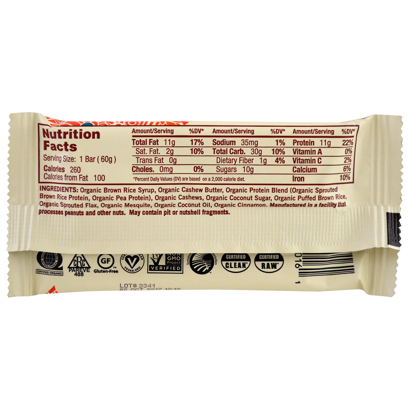 GoMacro, Macrobarras, Paraíso das Proteínas, Caju e Caramelo, 12 Barras, 2,1 oz (60 g) Cada - Imagem 4