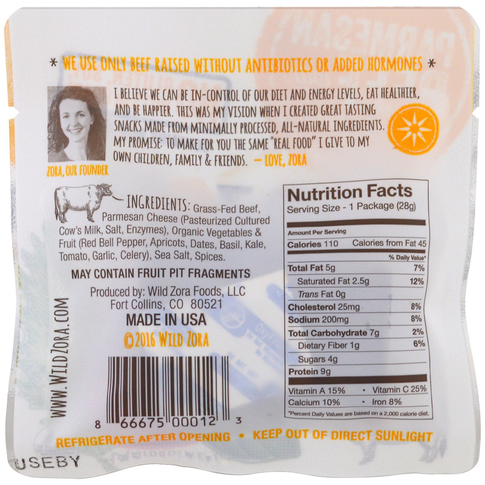 Wild Zora Foods LLC, Parmesan Beef with Tomato, Basil & Kale, Veggie and Meat Bars, 10 Packs, 1.0 oz (28 g) - Imagem 4