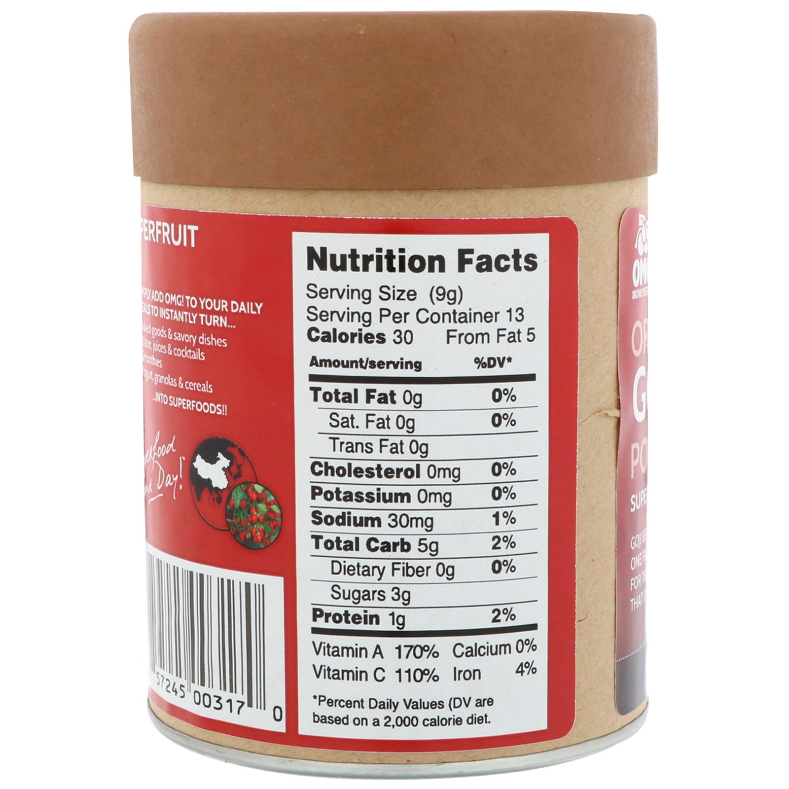 OMG! Food Company, LLC, Orgânico, Goji Berry em Pó, 4 oz (113 g) - Imagem 2