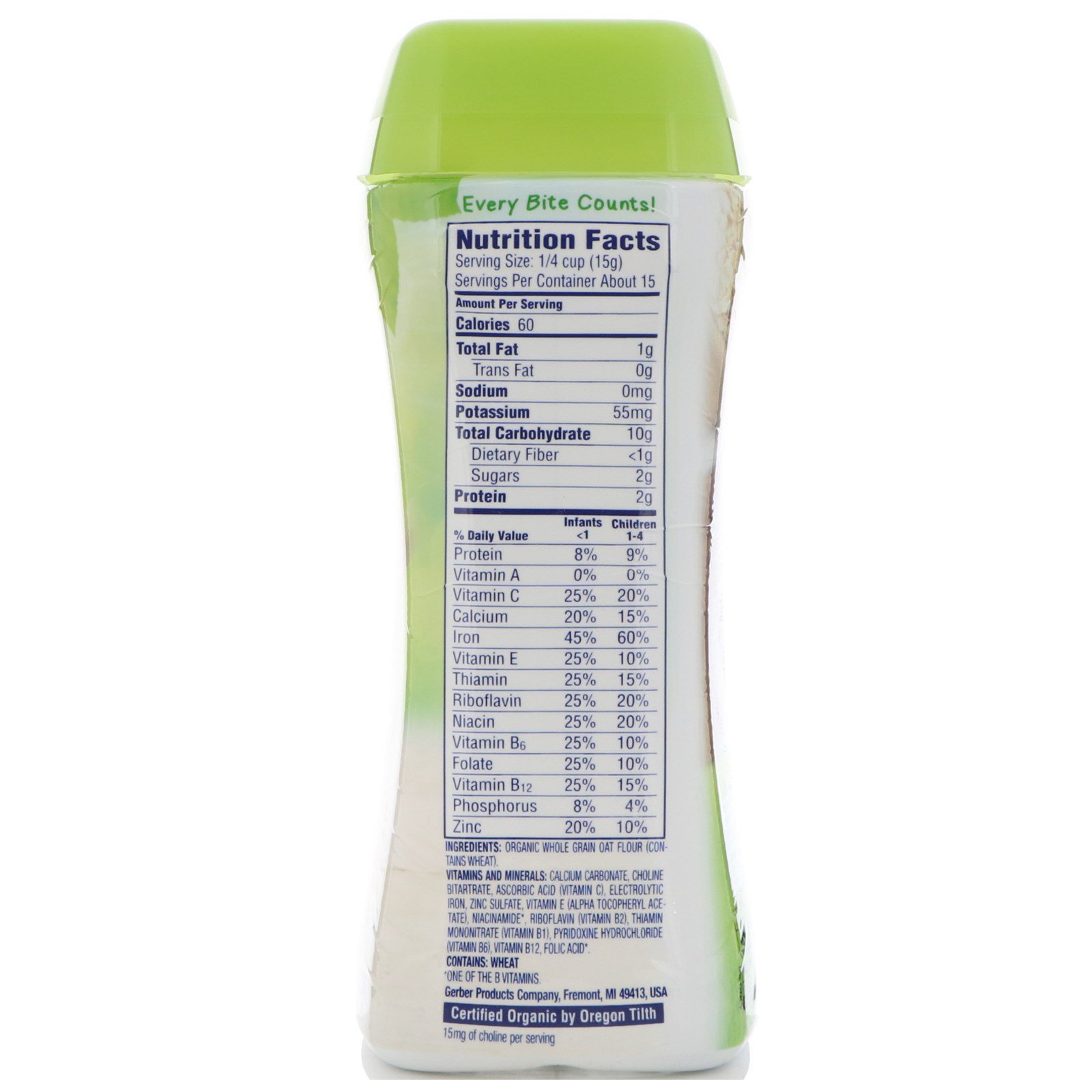 Gerber, Cereal de Aveia Orgânico, 8 oz (227 g) - Imagem 2