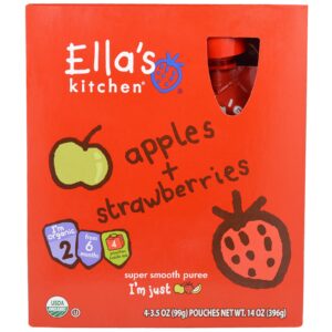 Ella's Kitchen, Apples, Strawberries, 6 Months, 4 Pack, 14 oz (396 g)