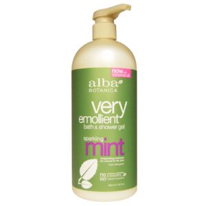 Alba Botanica, Gel altamente emoliente para banheira e chuveiro, menta efervescente, 32 fl. oz. (956 mL)