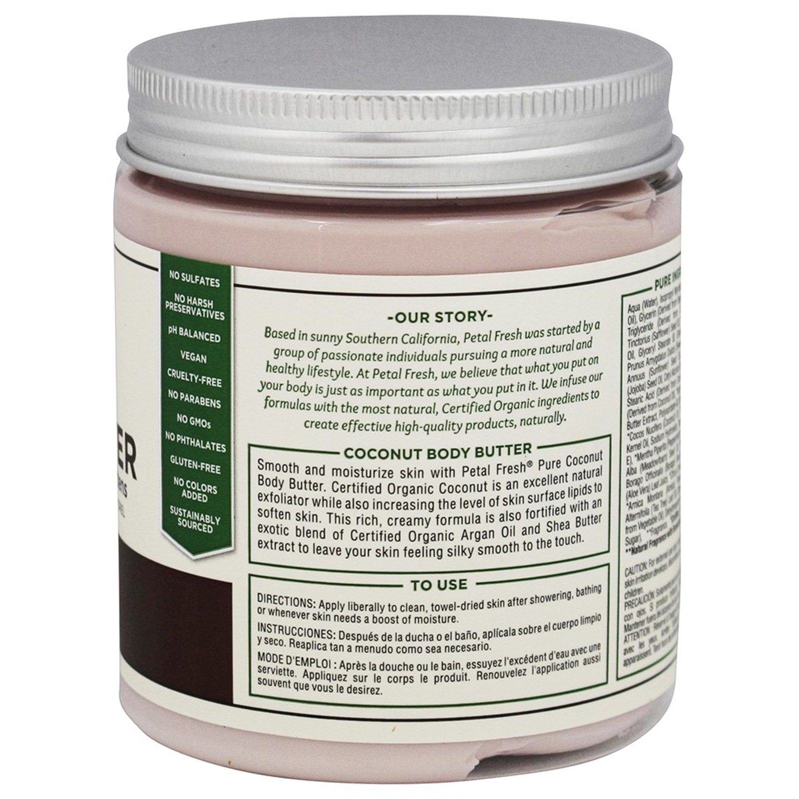 Petal Fresh, Pure, Manteiga de coco, ultra hidratante para o corpo, 237 ml - Imagem 3