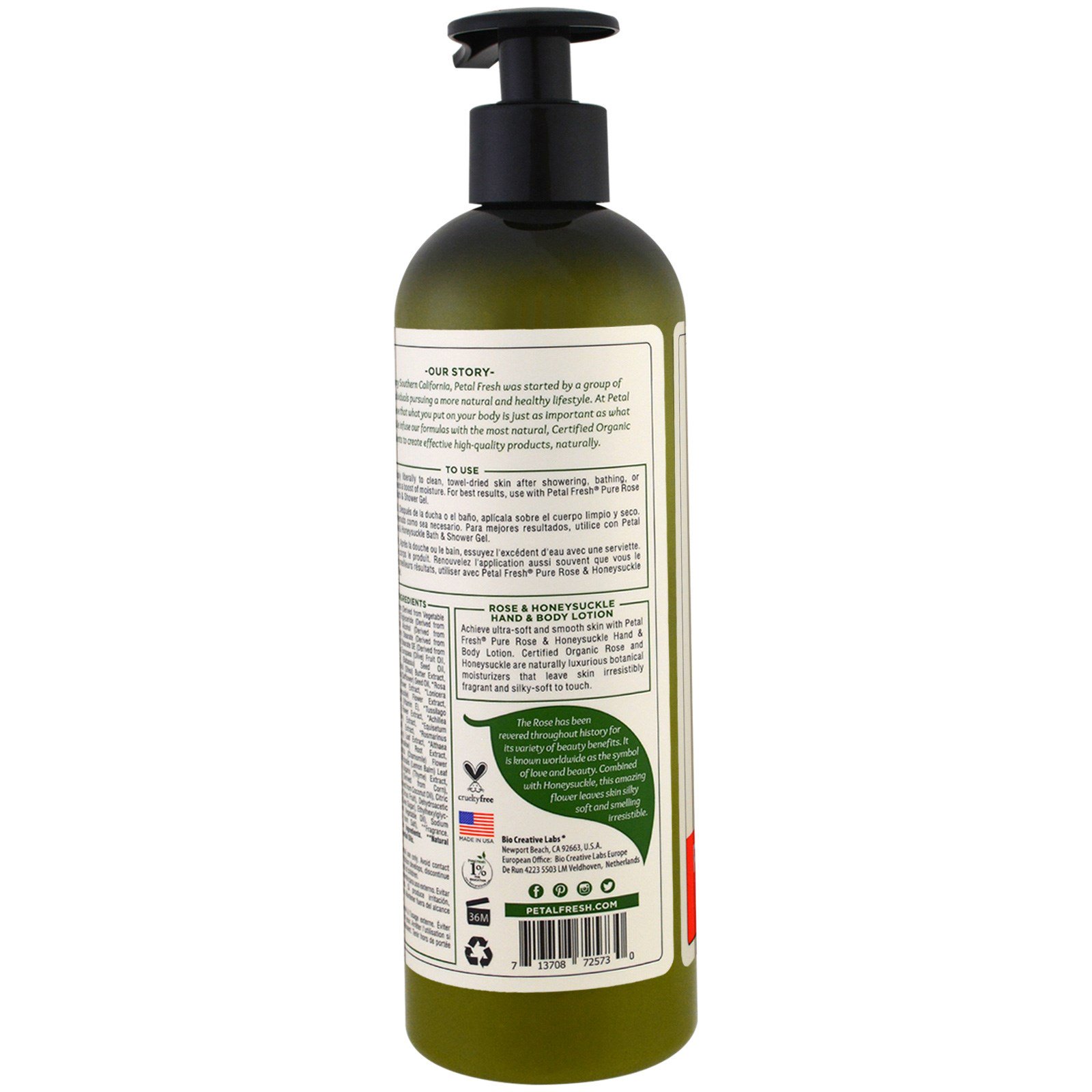 Petal Fresh, Pura, Loção Tonificante Para o Corpo e Para as Mãos, Rosa e Madressilva, 12 fl oz (355 ml) - Imagem 3