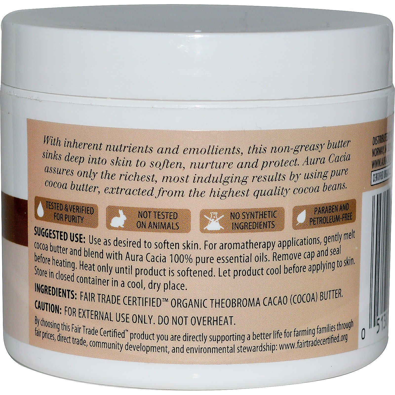 Aura Cacia, Maneiga de Cacau Nutritiva, 4 fl oz (118 ml) - Imagem 2