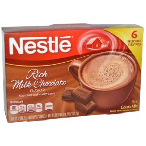 Nestle Hot Cocoa Mix, Rich Milk, sabor de chocolate. 6 pacotes, 20.2 g cada