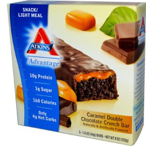 Atkins, Barra Crocante Dupla de Caramelo, 5 barras, 1.55 oz (44 g) Cada uma