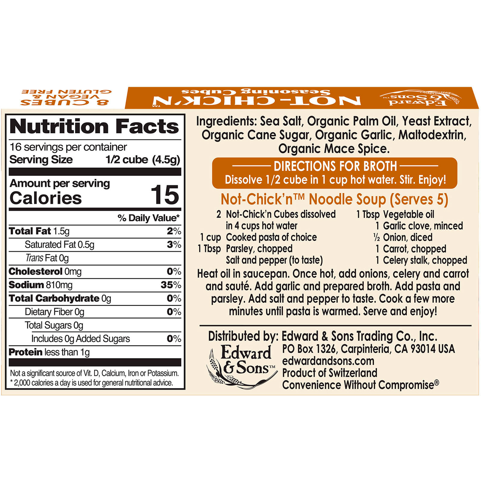 Edward & Sons, Not-Chick'n, Bouillon Cubes, 8 Cubes - Imagem 2