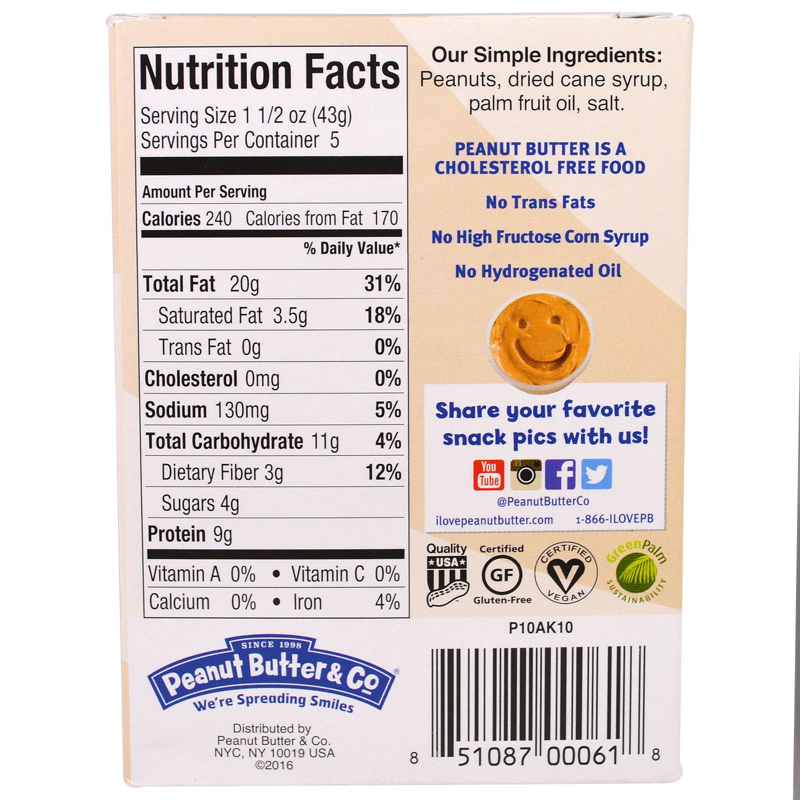 Peanut Butter & Co., Dipping Cups, Smooth Operator, Manteiga de Amendoim Cremosa , 5 Unidades, 1,5 oz (43 g) Cada - Imagem 2