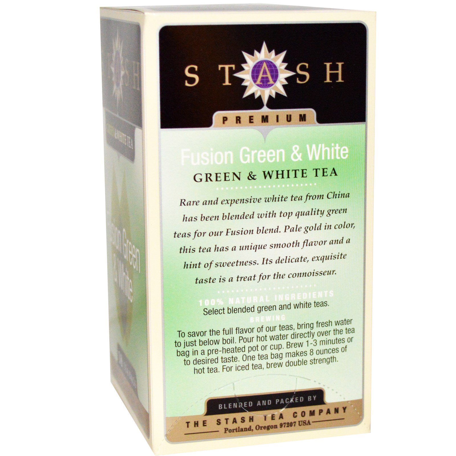 Stash Tea, Chá Preto Premium, Chá Verde e Branco Fusion, 18 Saquinhos, 1,0 oz (29 g) - Imagem 2