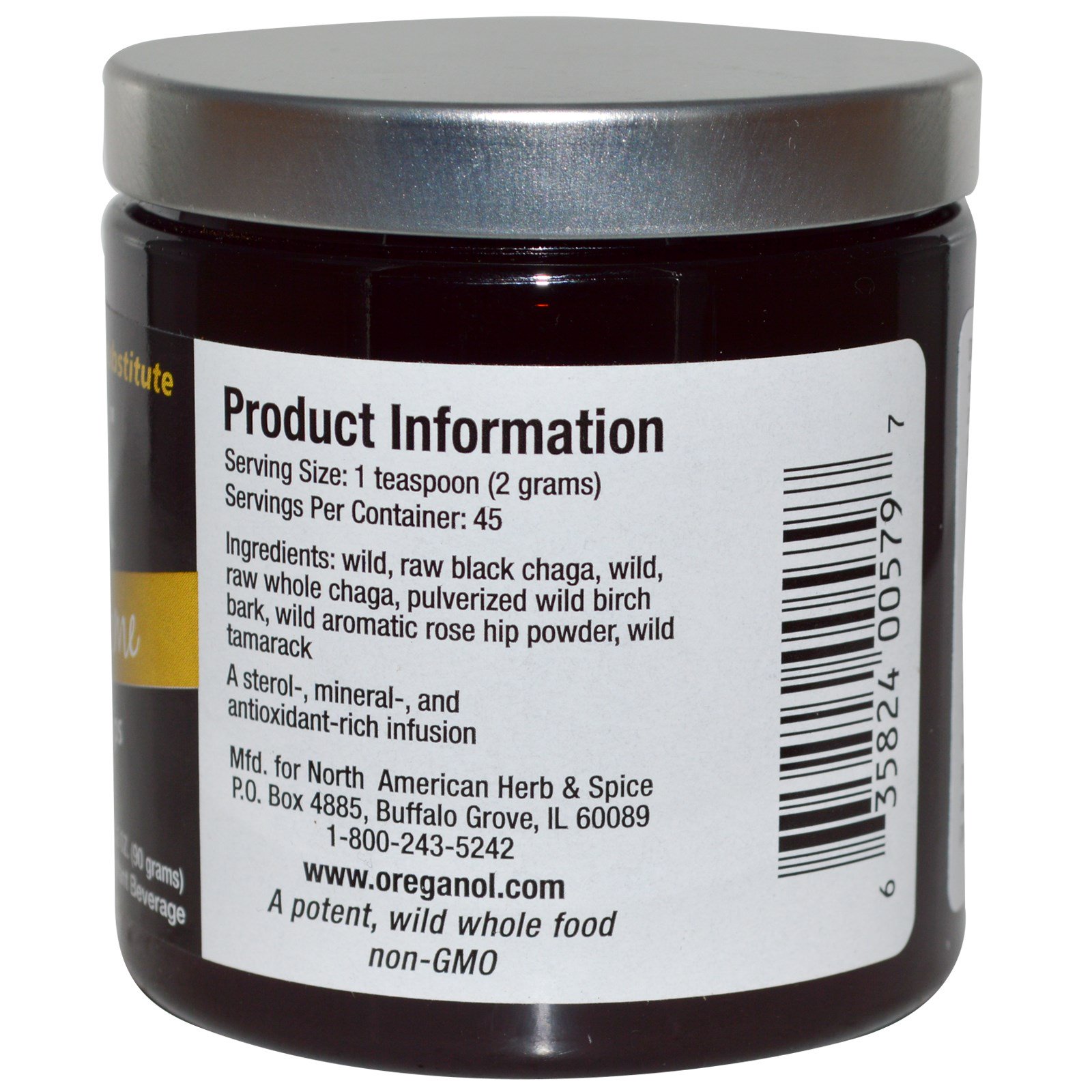 North American Herb & Spice Co., Chaga Preta, Substituto do Café, 3,2 onças (90 g) - Imagem 2