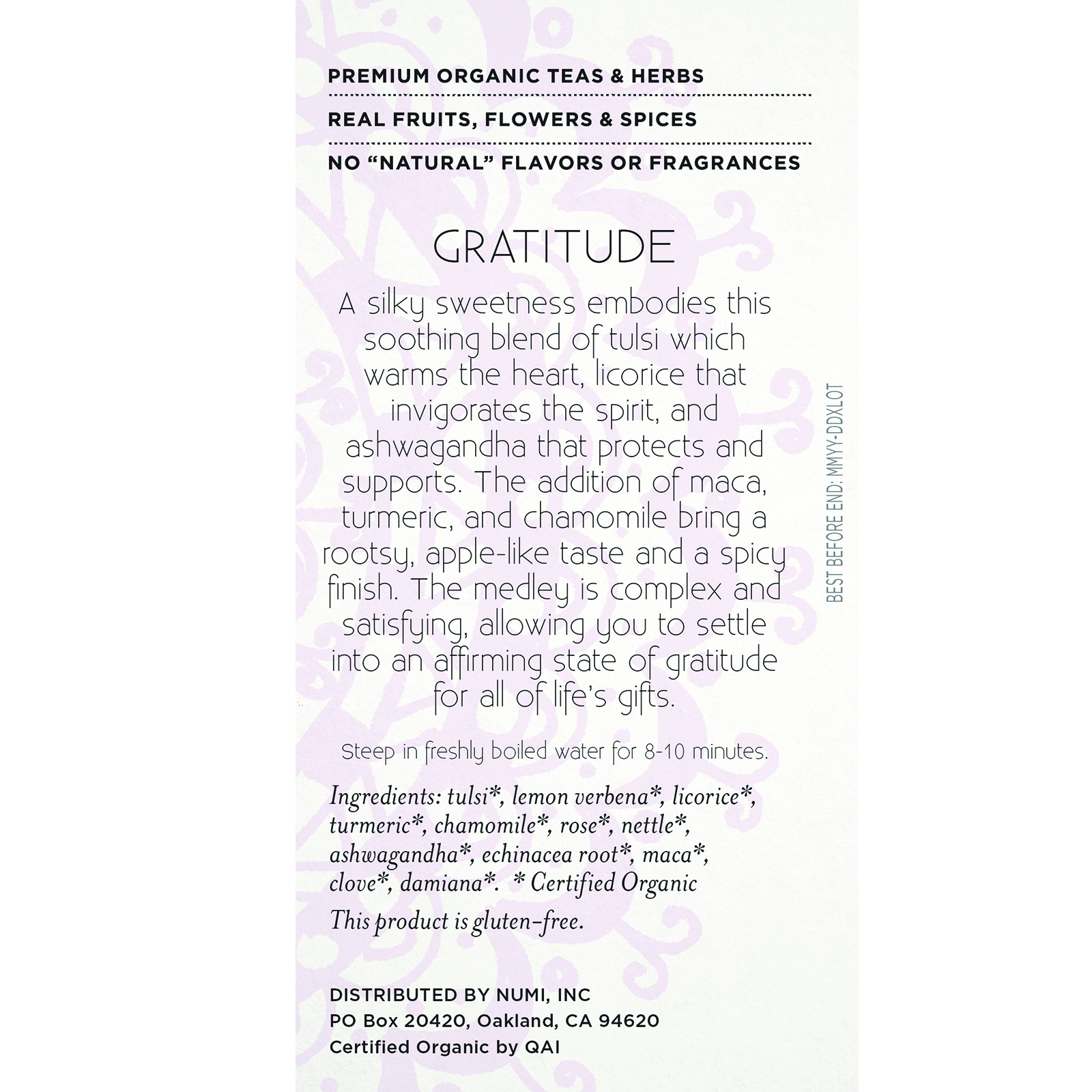 Numi Tea, Organic Tea, Herbal Teasan, Gratitude, No Caffeine, 16 Tea Bags, 1.35 oz (38.4 g) - Imagem 2