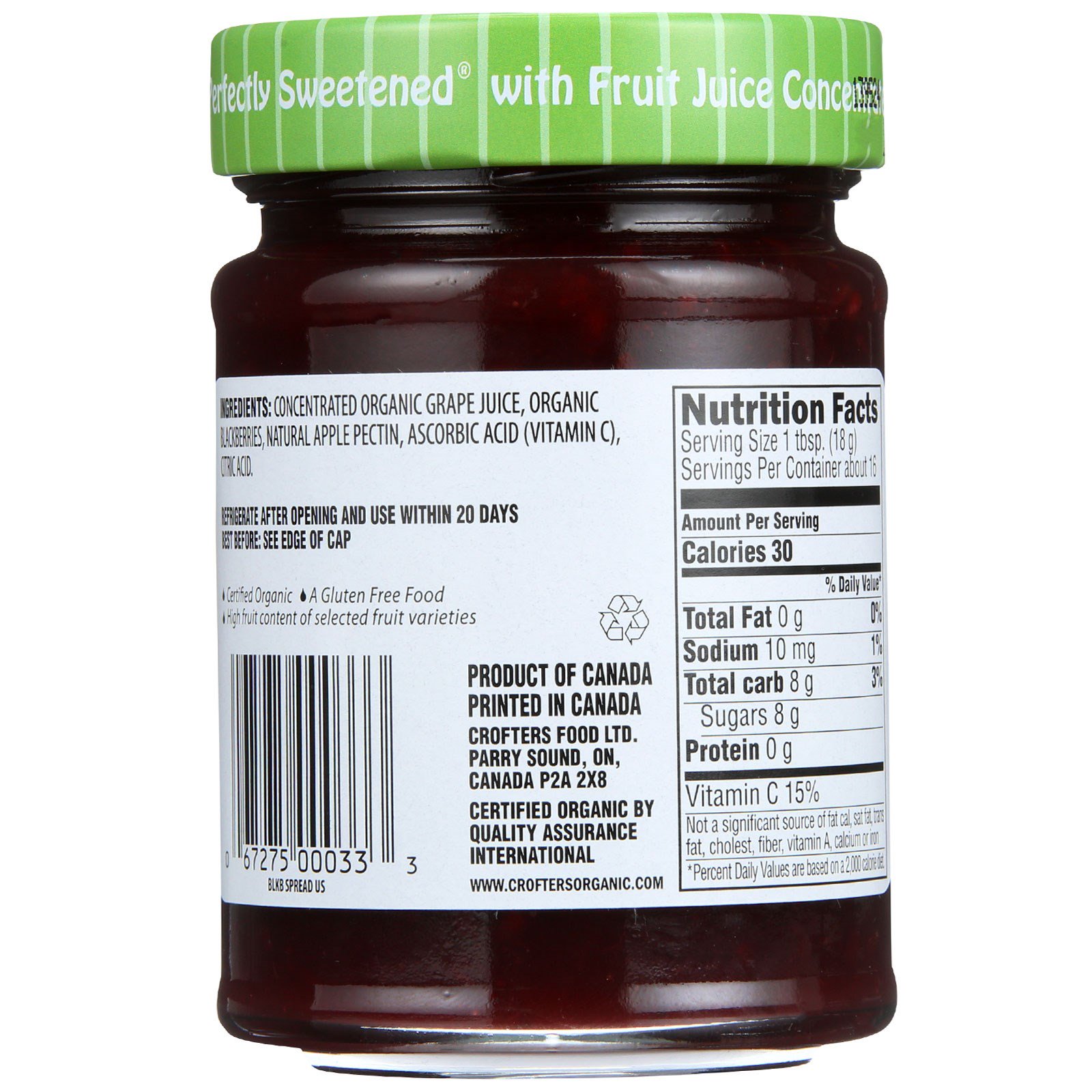 Crofter's Organic, Geleia de Frutas, Orgânica, Amora, 10 oz (283 g) - Imagem 2
