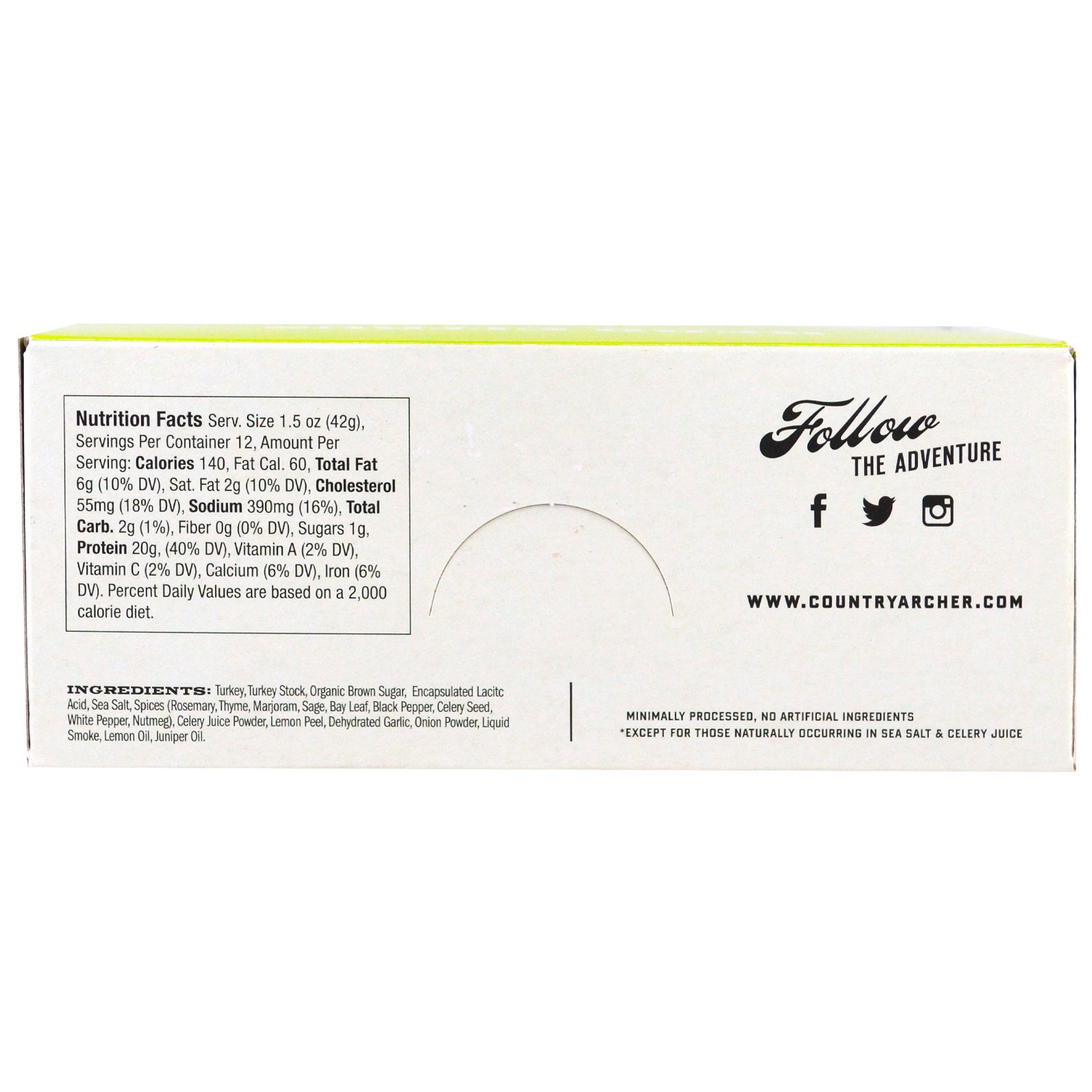 Country Archer Jerky, Frontier Bar, carne de peru, aroma cítrico herbal, 12 barras, 1,5 oz (42 g) - Imagem 5