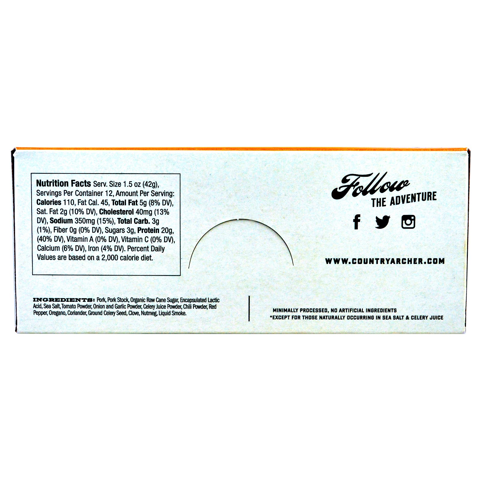 Country Archer Jerky, Frontier Bar, carne de porco, sabor BBQ doce, 12 barras, 1,5 oz (42 g) cada - Imagem 5