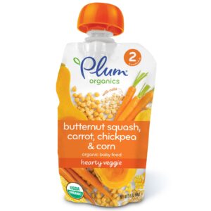 Plum Organics, Organic Baby Food, Stage 2, Hearty Veggie, Butternut Squash Carrot & Chickpea, 3.5 oz (99 g)