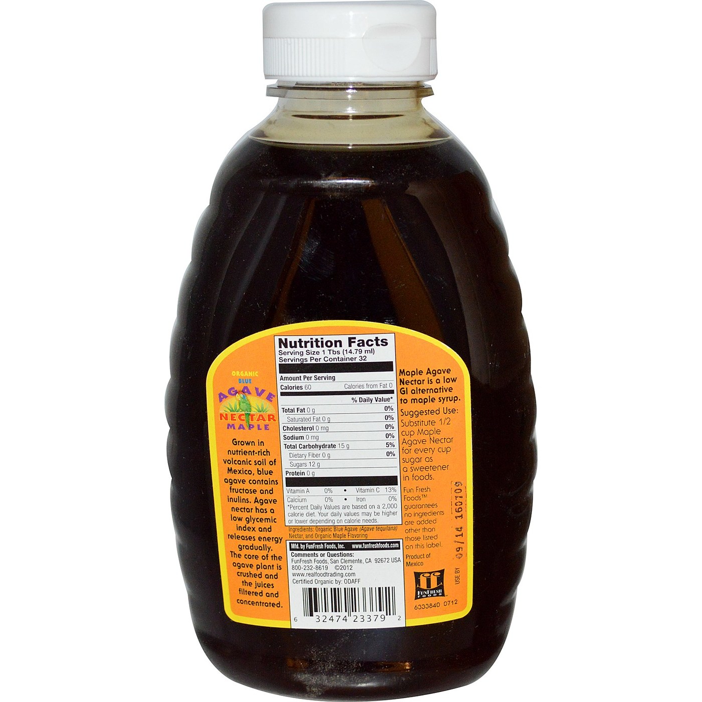 FunFresh Foods Azul Orgânica Agave Gourmet Mergulhando Nectar bordo 16 oz - Imagem 2