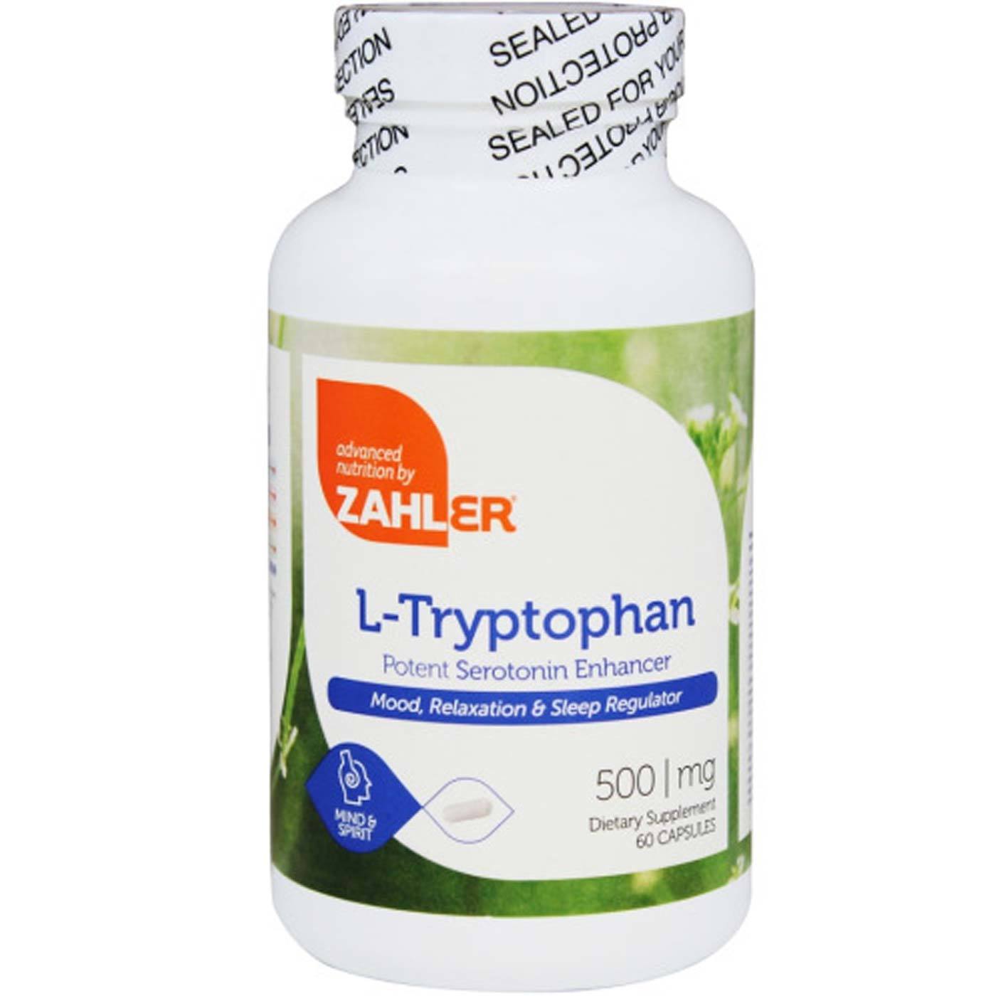 L-Tryptophan 500 mg Potêncializador de Serotonina Zahler 60 Cáps.