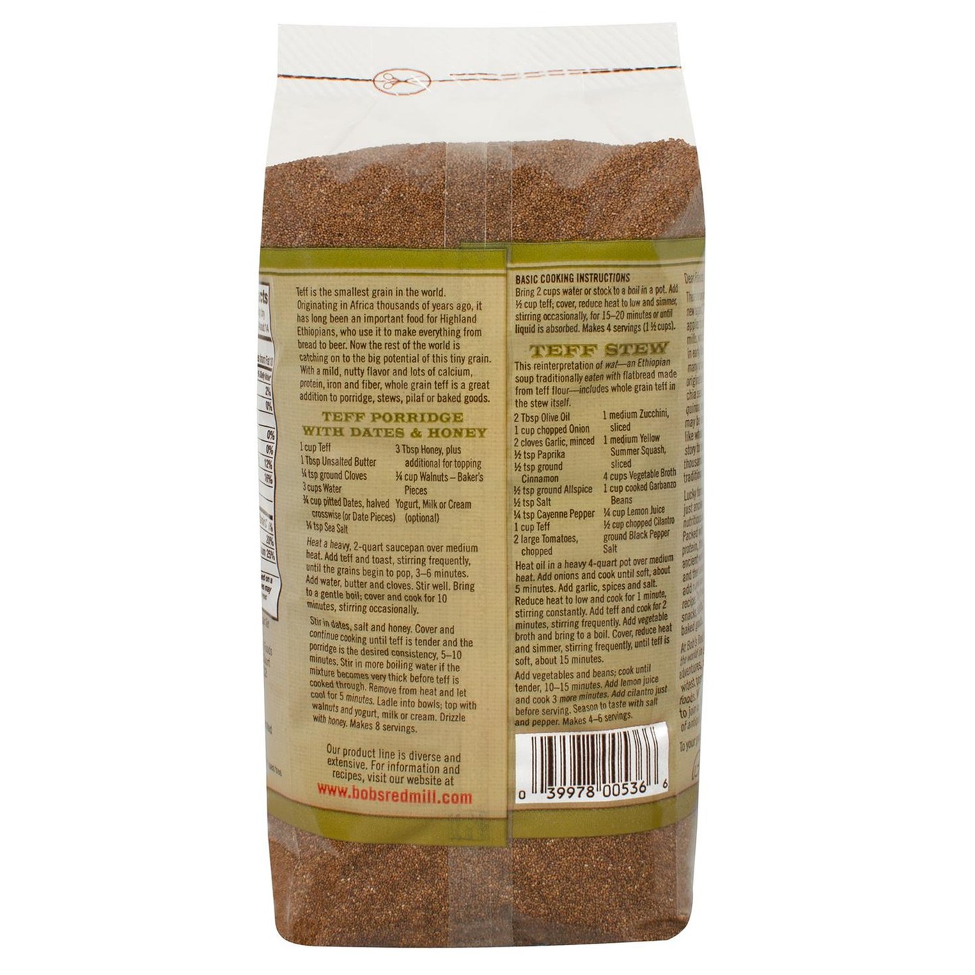 Bobs Red Mill Whole Grain Teff (4 blocos) de 4 - 24 onças Bags - Imagem 2