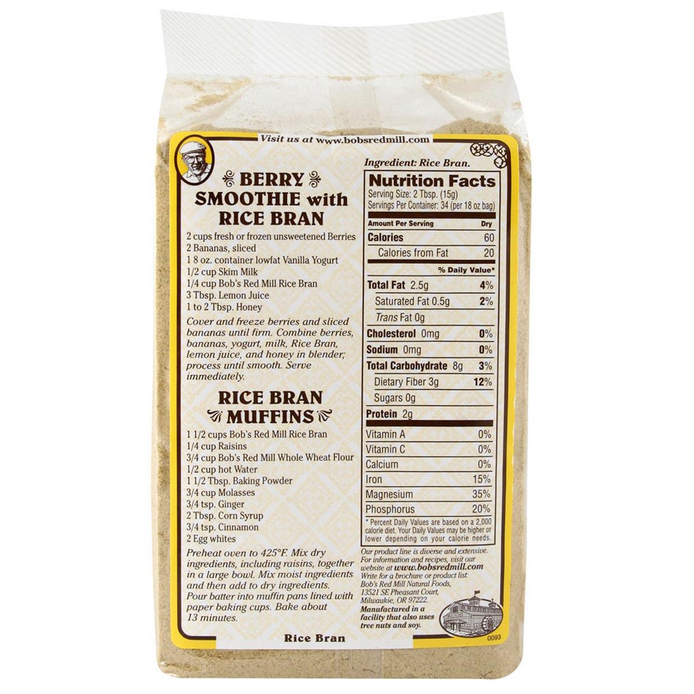 Bobs Red Mill Farelo de arroz (4 blocos) de 4 - 18 onças Bags - Imagem 2