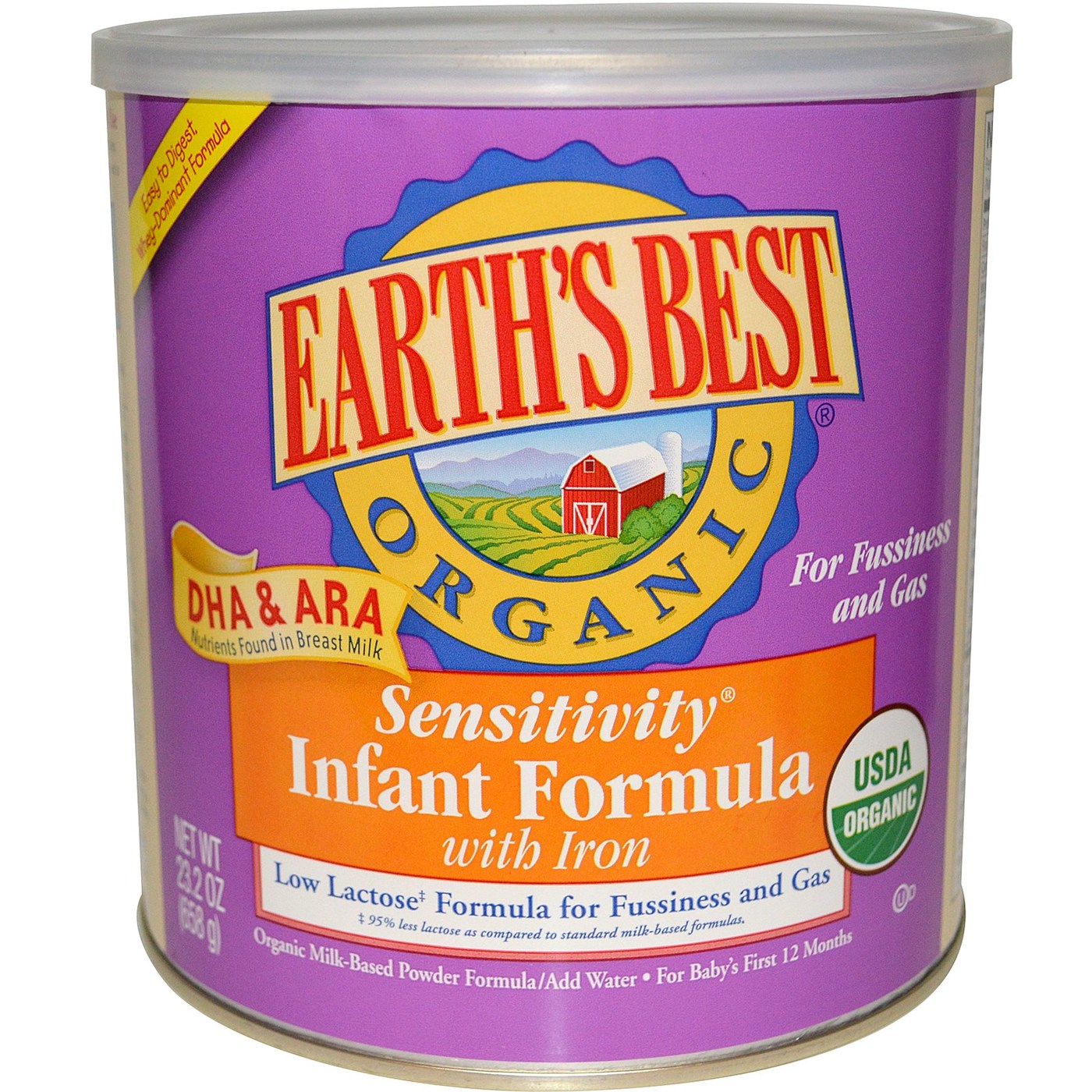 Earth's Best Fórmula infantil Sensibilidade Orgânica com DHA e ARA 23,2 oz