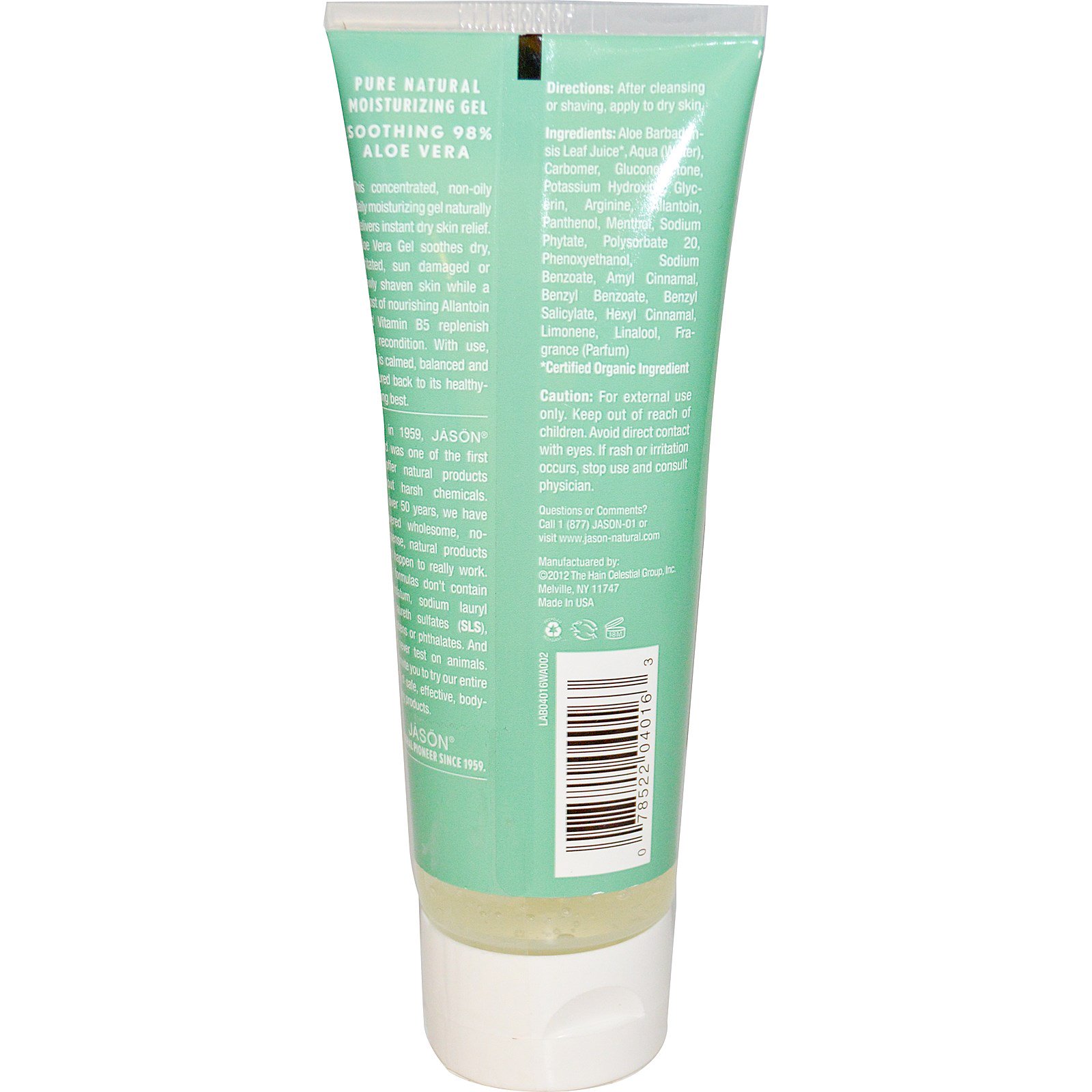 Jason Natural, Gel Hidratante Puro Natural, Alívio 98% Aloe Vera, 4 oz (113 g) - Imagem 2