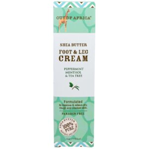 Out of Africa, Mantega de Carité Creme para Pés e Pernas, Hortelã Mentol e Arvore-do-Chá, 4 oz (118,3 ml)