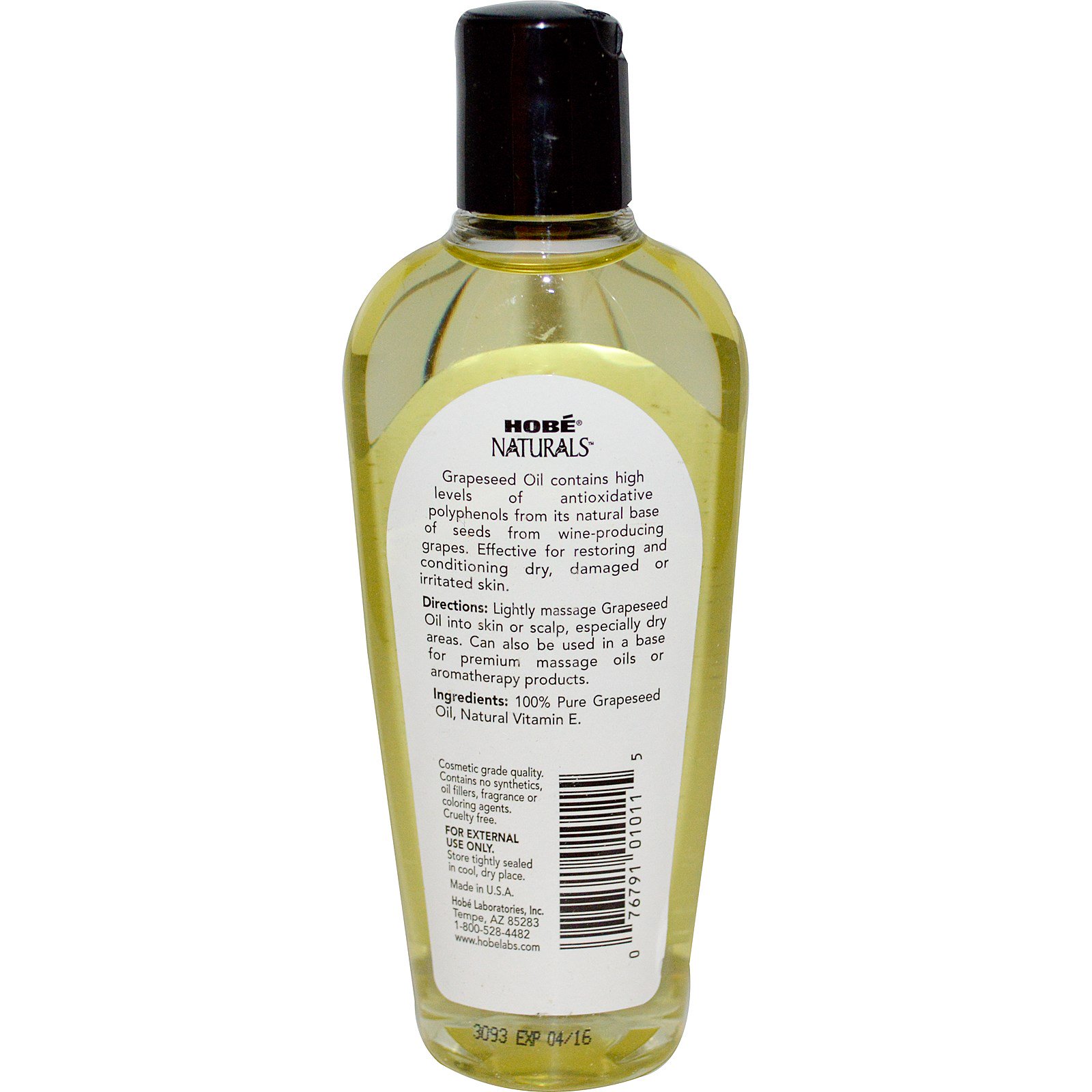 Hobe Labs, Natural, óleo de semente de uva, 4 fl oz (118 ml) - Imagem 2