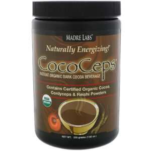 Madre Labs, CocoCeps, Chocolate Amargo Orgânico Instantâneo com Cordyceps e Reishi, 7.93 oz. (225 g)