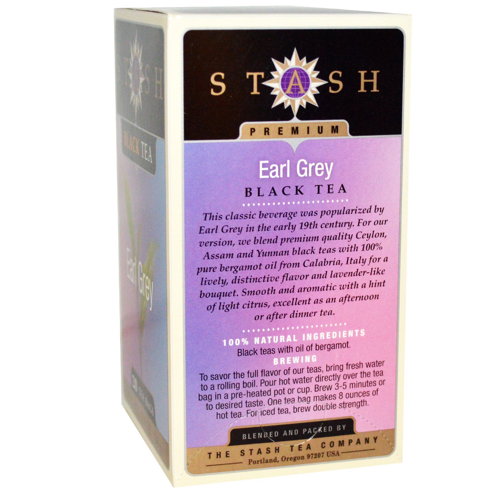 Stash Tea, Chá Preto, Earl Gray, 20 Saquinhos, 1,3 oz (38 g) - Imagem 2