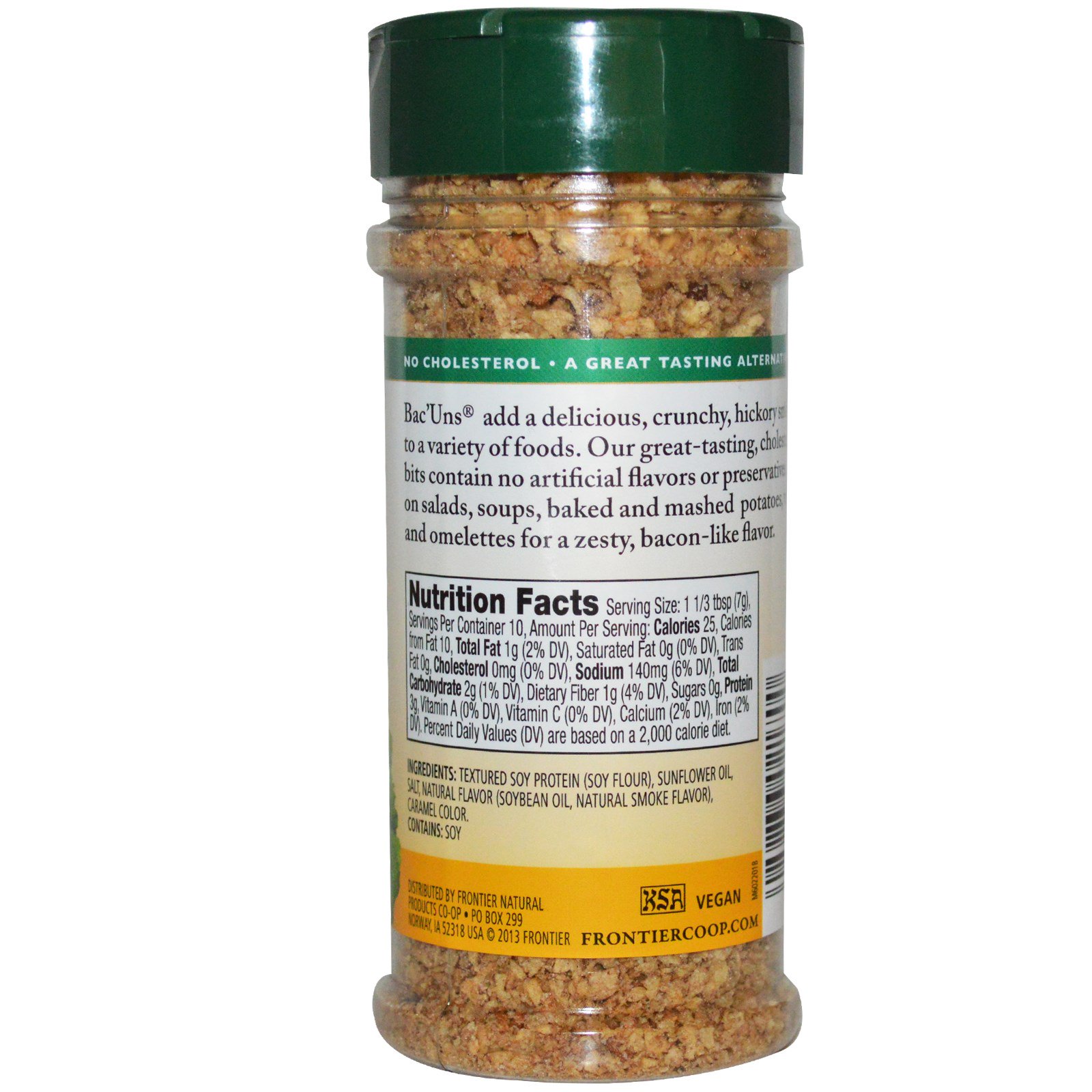 Frontier Natural Products, Organic Bac'Uns, Alternativa ao Bacon, Pedaços Vegetarianos, 2.47 oz (70 g) - Imagem 2