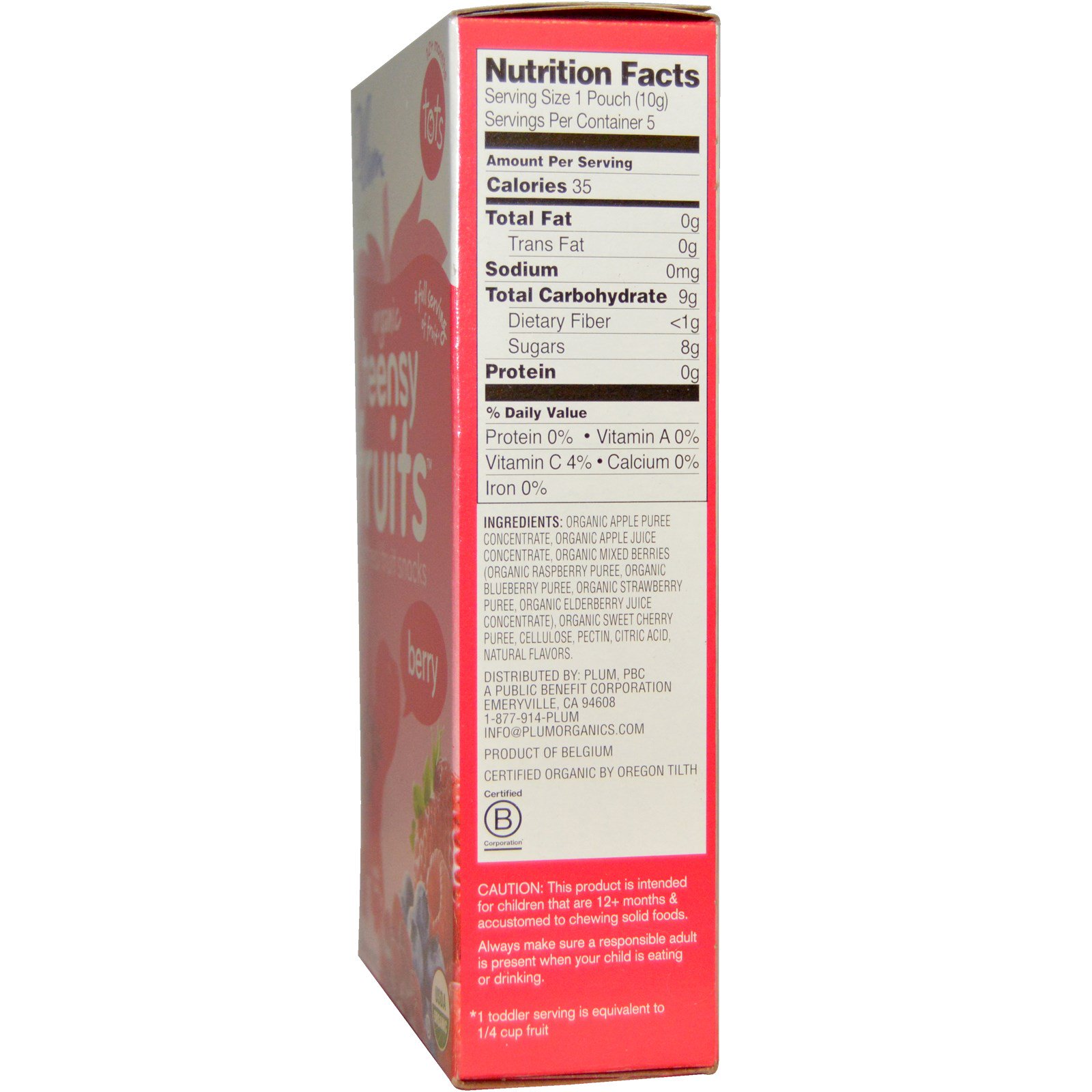 Plum Organics, Orgânica, Teensy Fruits, Frutinhas, Bebês com + 12 meses, 5 pacotes, 10 g cada - Imagem 2
