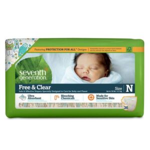Seventh Generation Livre e Esclarecido Fraldas Recém-nascido (até 1 lb0) 36 Fraldas