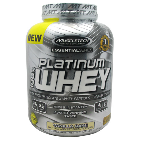 MuscleTech Platinum 100% Whey, Bolo de baunilha - 5 lbs