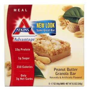 Atkins Vantagem de refeições Bar Peanut Butter Granola 5 bares