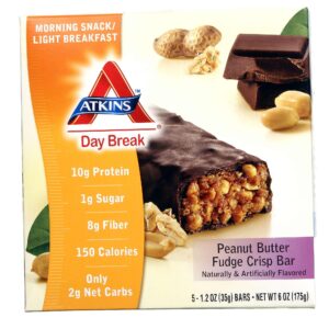 Atkins Day Break Bar Peanut Butter Fudge Crisp 5 bares