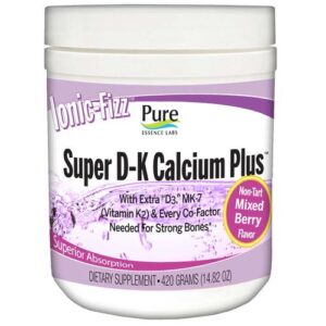 Pure Essence Labs Ionic-Fizz Super D-K Cálcio mais, Baga mista - 420 g
