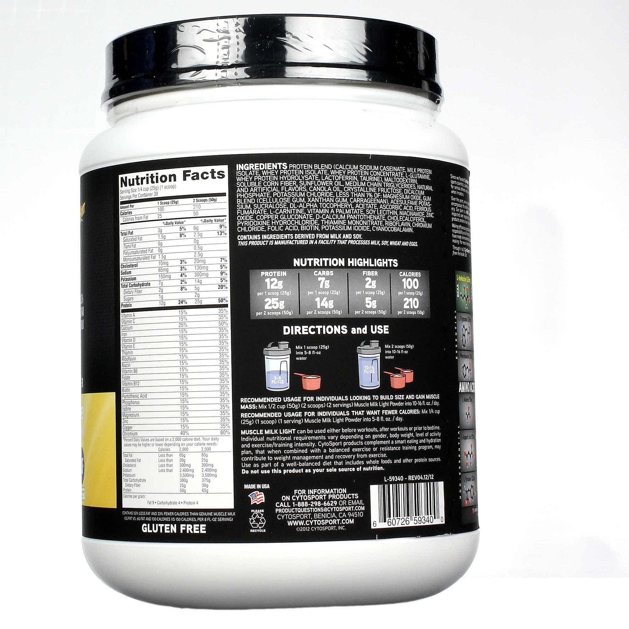 CytoSport Muscle Milk luz Banana Creme 1 lb,8 - Imagem 2
