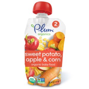 Plum Organics, Alimento para bebês, estágio 2, batata doce, milho e maçã, 4 oz. (113 g)