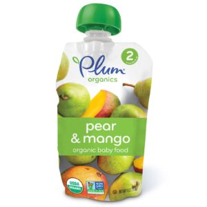 Plum Organics, Alimento orgânico para bebês, estágio 2, pera e manga, 4 oz. (113 g)