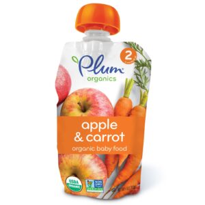 Plum Organics, Alimento orgânico para bebês, estágio 2, maçã e cenoura, 4 oz. (113 g)