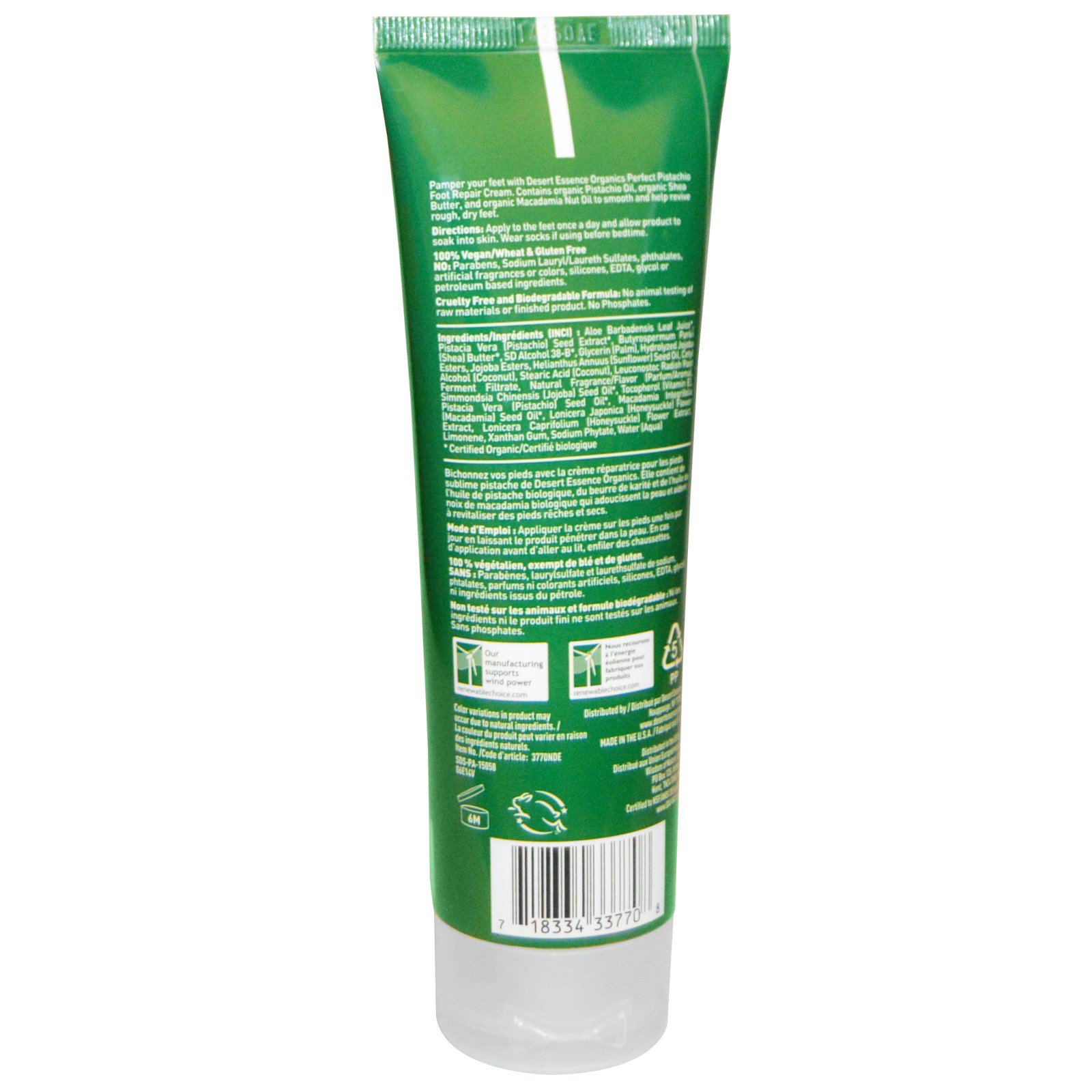 Desert Essence, Perfect Pistachio Creme Reparador para os Pés, Revive, 103,5 mL (3,5 oz fl) - Imagem 2